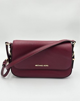 Michael Kors Jet Set Large East West Crossbody Bag Burgundy Leather Gold Hardwar