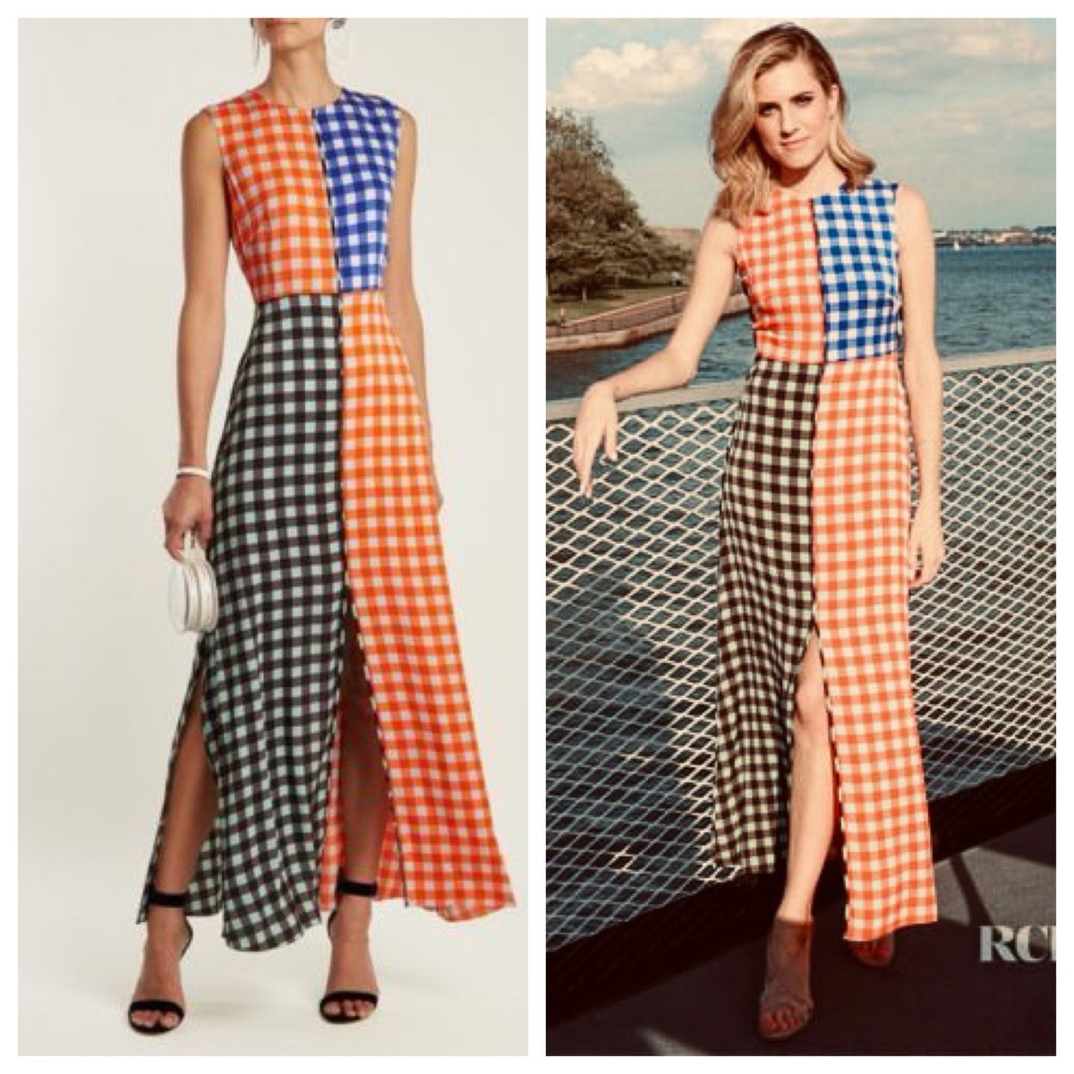 4 6 DVF Diane von Furstenberg Vogue Colorblock Gingham Silk