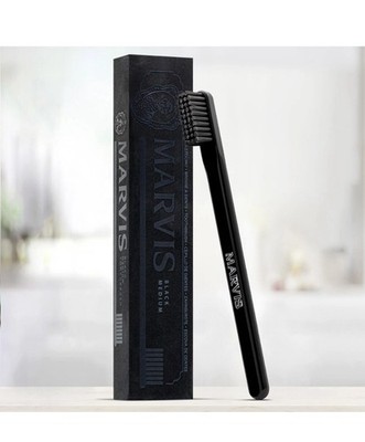 2  MARVIS Signature Black Italian Toothbrush with Medium Strength Bristles 2pak