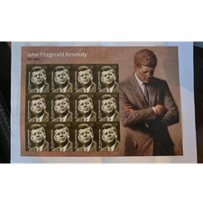 John F. Kennedy USA Forever Stamp Sheet MNH Historical Figures Brown Black