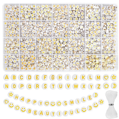 Buchstabenperlen Gold 2000 Stück 7mm A-Z Alphabet Armband Kette DIY Schmuck Set