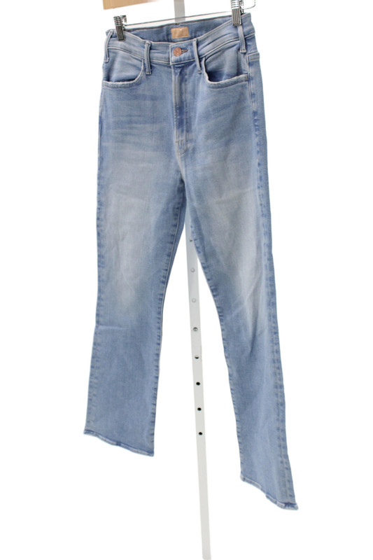 Mother Womens Straight Cropped High Rise Light Blue Jeans Button Fly Size 26