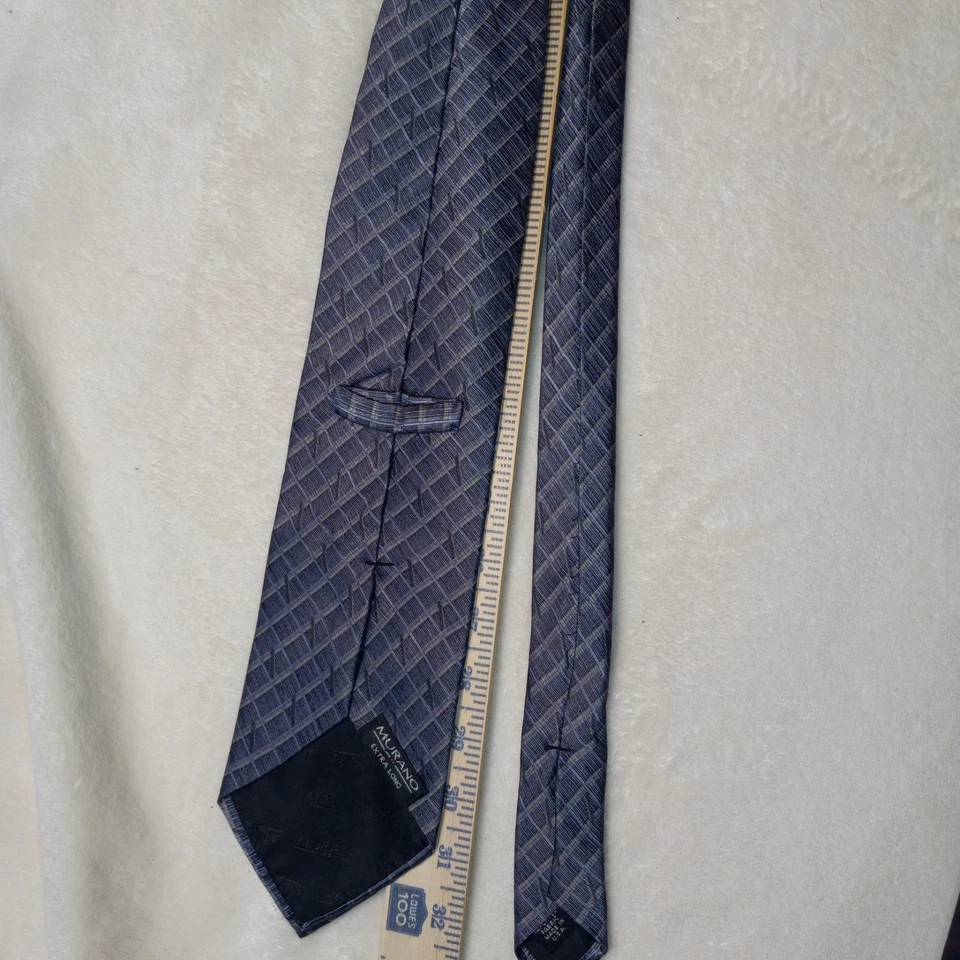 MURANO XL Purple & Black 100% Silk Tie Hand Made In USA W:4" LG 66" extra long - Image 4 of 4