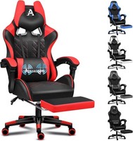 Gaming-BüRostuhl Mit FußStüTze, Lendenkissen, 150° Neigung, Rot