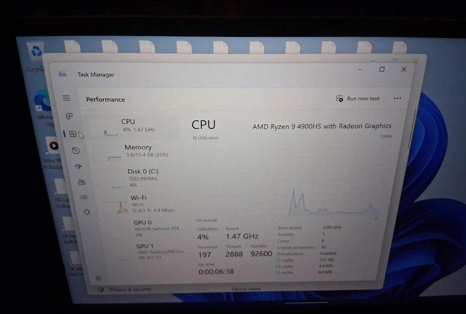 ASUS ROG Zephyrus G14 / Ryzen 9 4900HS / RTX 3060 / 16GB Ram / 1 TB / 1080p 144Hz Foto 3 de 4