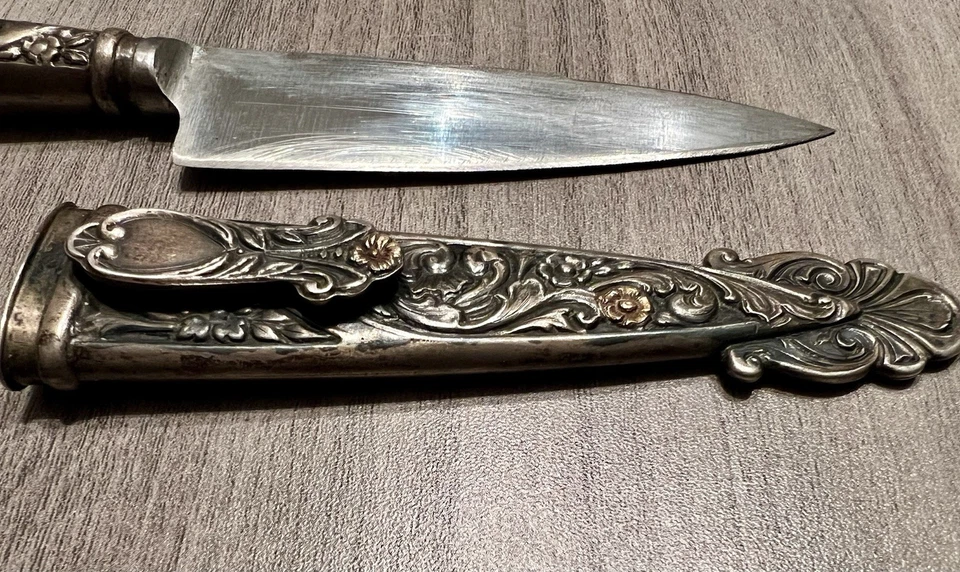 Cuchillo y funda bota facón gaucho plata .800 Argentina de colección 7” firmado PF Foto 2 de 4