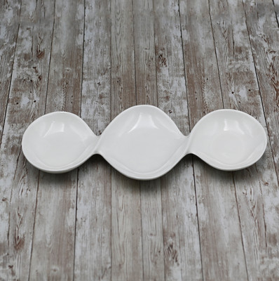 White Divided Sauce Dish 14.5'' inch | 37 Cm