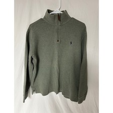 Polo Ralph Lauren Mens 1/4 Zip Pullover Sweater Olive Green Cotton Size M