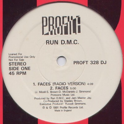 Run-DMC - Faces / Back From Hell (Remix) (12'', Single, Promo)