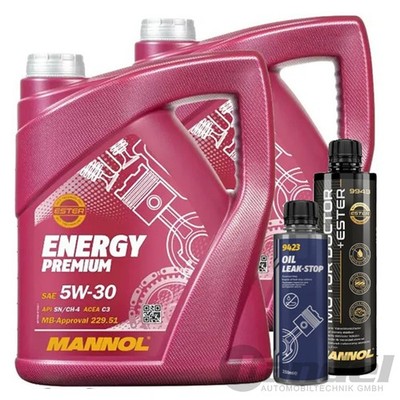 2x5L MANNOL MOTORÖL ENERGY PREMIUM SAE 5W30+MOTOR DOCTOR + ESTER +OIL LEAK-STOP