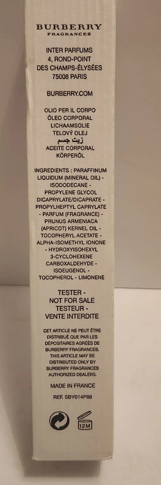 Perfume Burberry Body Oil 2,8 fl. oz. Nuevo Testor con Caja y Tapa Francia Foto 3 de 3