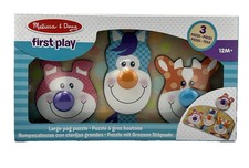 Melissa  Doug First Play Wooden Jumbo Knob Farm Animals Puzzle   3 Pieces