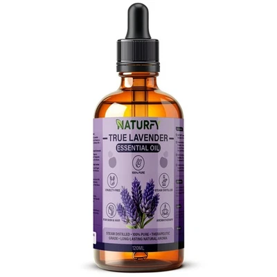 NATURFY Pure Lavender Essential Oil - 100% Pure, Certified & Natural Aromatherapy 120ml