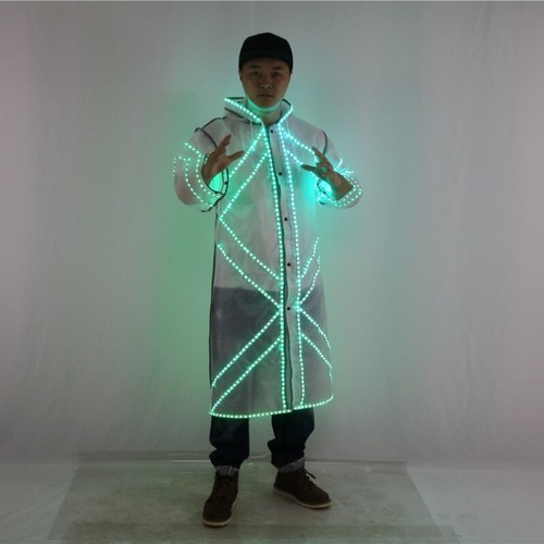 Led Dj Costume Coat Color Lights Luminous KTV Windbreak Stage Dance Performance - Picture 12 of 17