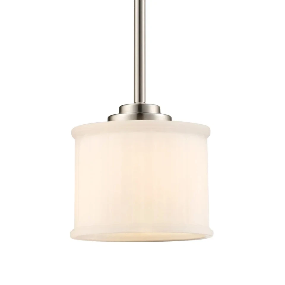 One Light Brushed Nickel Frosted Glass Mini Pendant Cahill Collection Orig $162 - Image 2 of 2