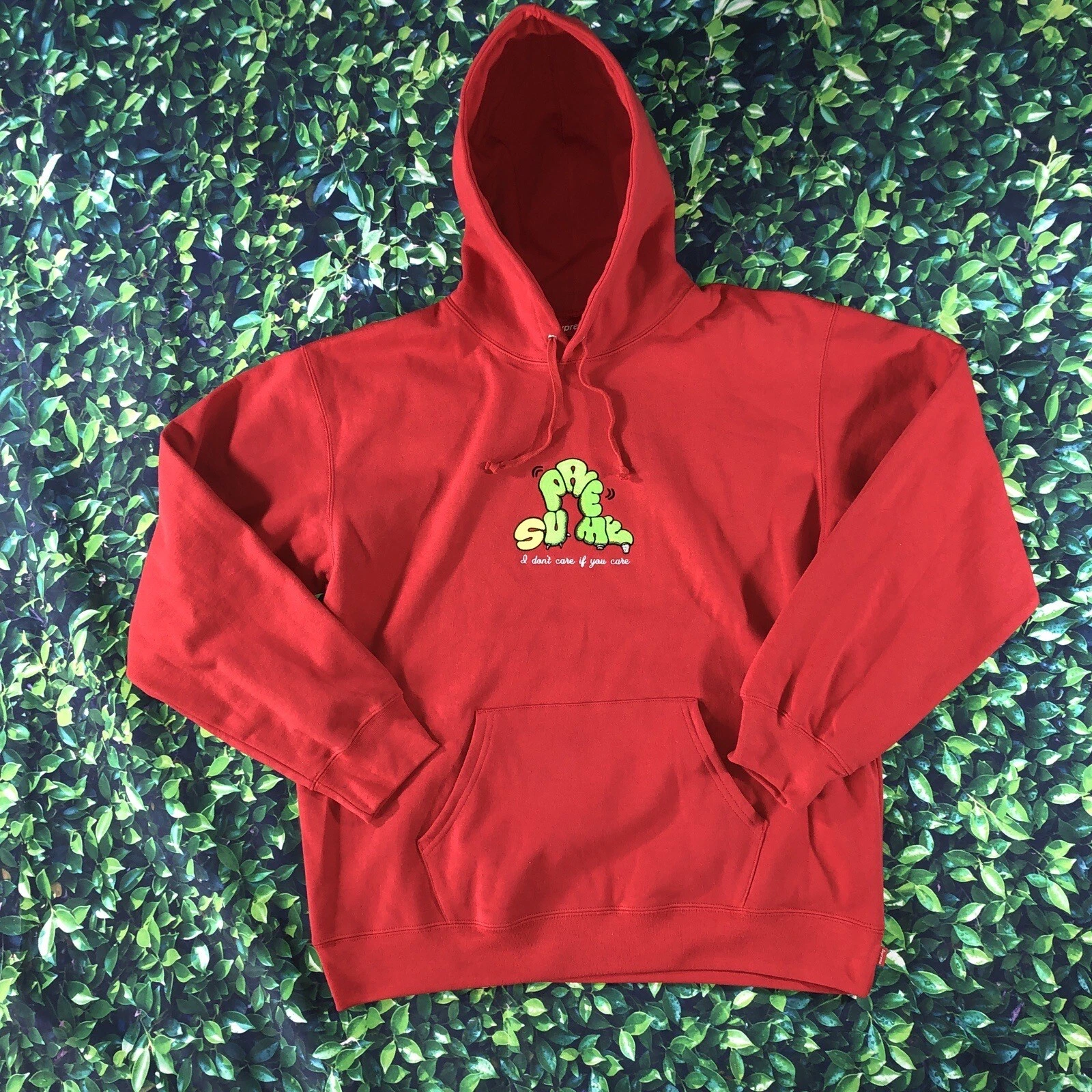 Sweat shirt à capuche Supreme rouge taille grand SS21 Deadstock « I Don't Care »
