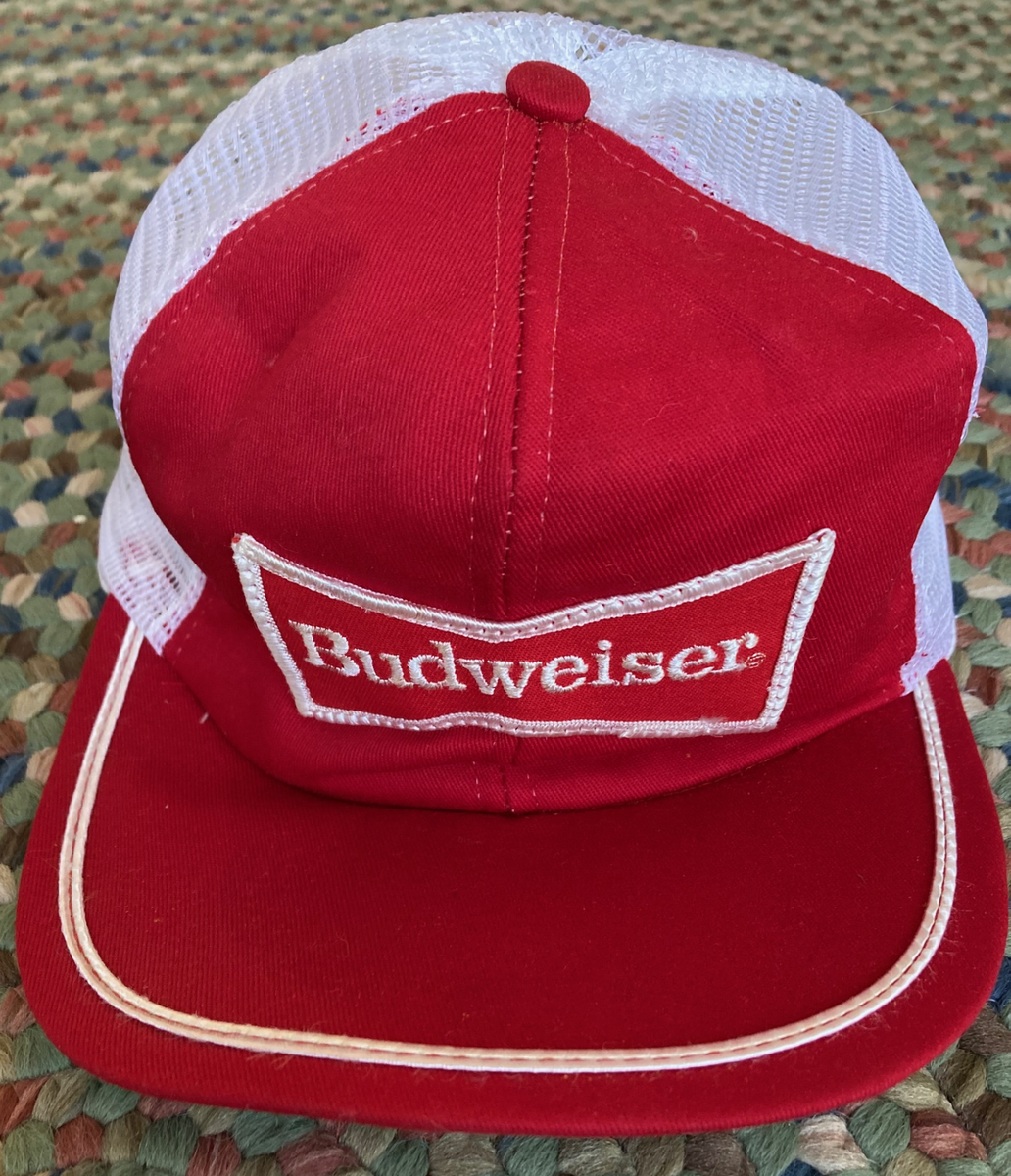 Vintage Budweiser Beer Embroidered Patch Mesh Snapback Ball Cap