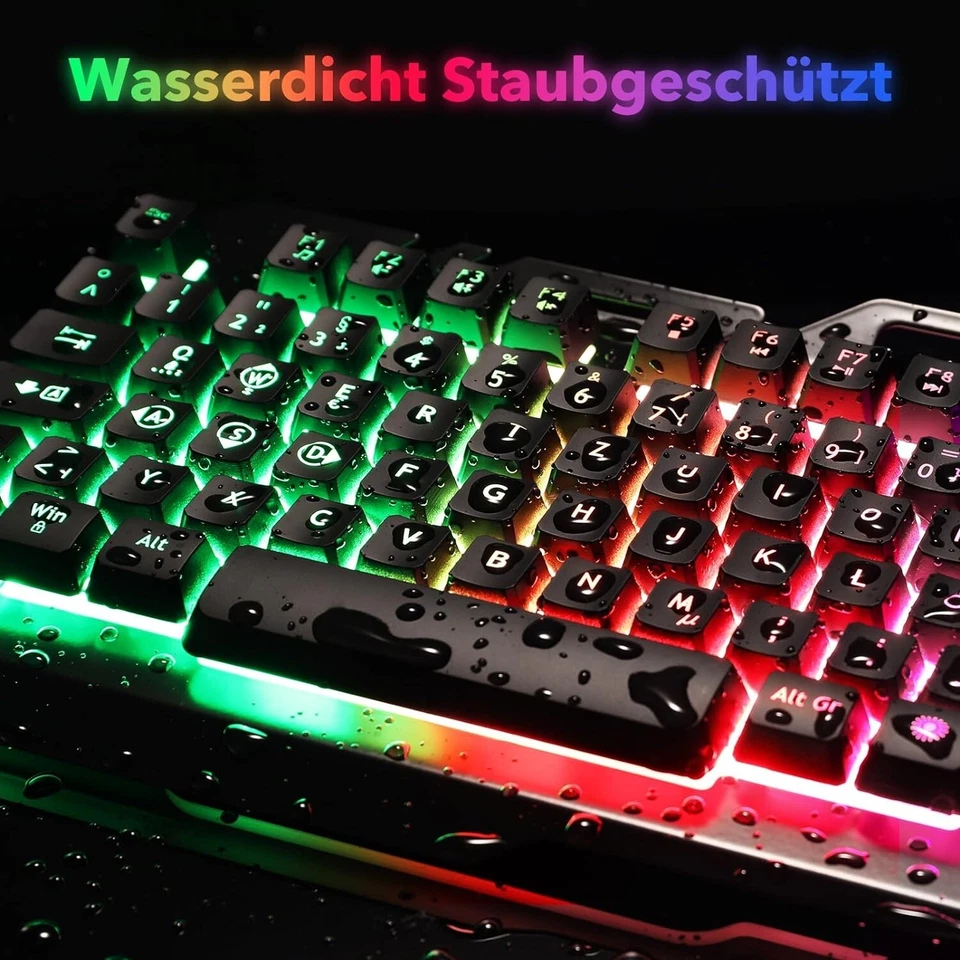 Tastatur Gaming RGB Beleuchtung Computer PC Kabelgebunden Ergonomisch B514 - Bild 4 von 4