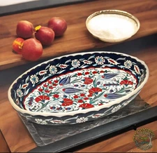 Handmade Ceramic Platter | Oval Serving Pottery Tray Large Ceramic Serving Dish