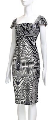 SAVE THE QUEEN Women's Sheath Dress Geometric Abstract Print Cotton Blend Size S