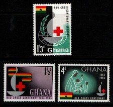Ghana 1963 Red Cross Centenary (missing 1d) SG308-10 MNH