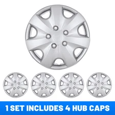 14" Set of 4 Silver Wheel Covers Snap On Full Hub Caps fit R14 Tire & Steel Rim