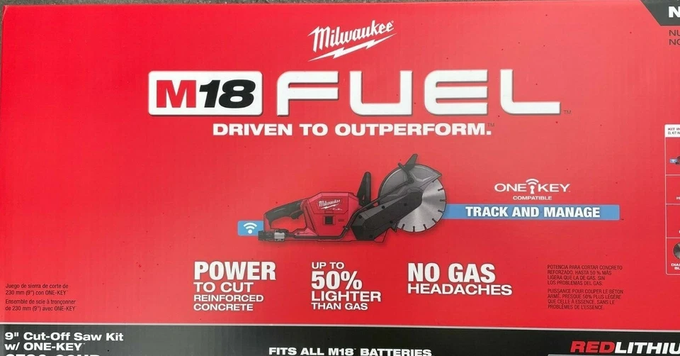 Milwaukee 2786-20 M18 Fuel 9" Concrete Cut Off Saw w One Key and 2 Blades NEW