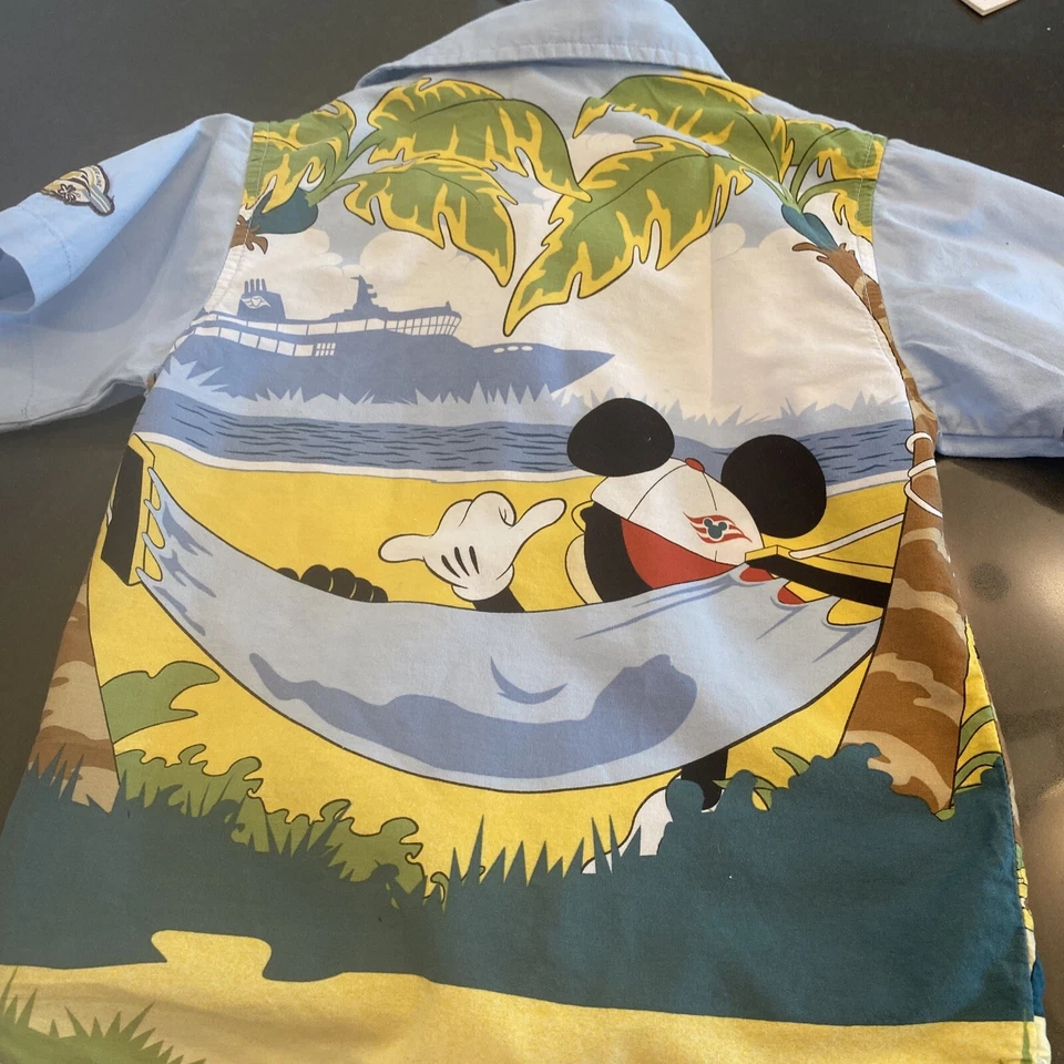 Disney Cruise Line Button Up Hawaiian Shirt Mickey Hammock Kids Size XXS - Image 4 of 4