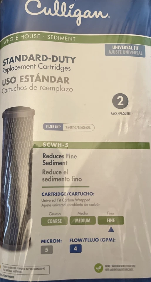Culligan Whole House Sediment Standard Duty Water Cartridge SCWH-5. (2 Pack New) - Image 3 of 4