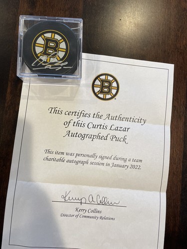 Curtis Lazar Autographed Signed 2022 NHL Puck - Boston Bruins - Picture 3 of 3