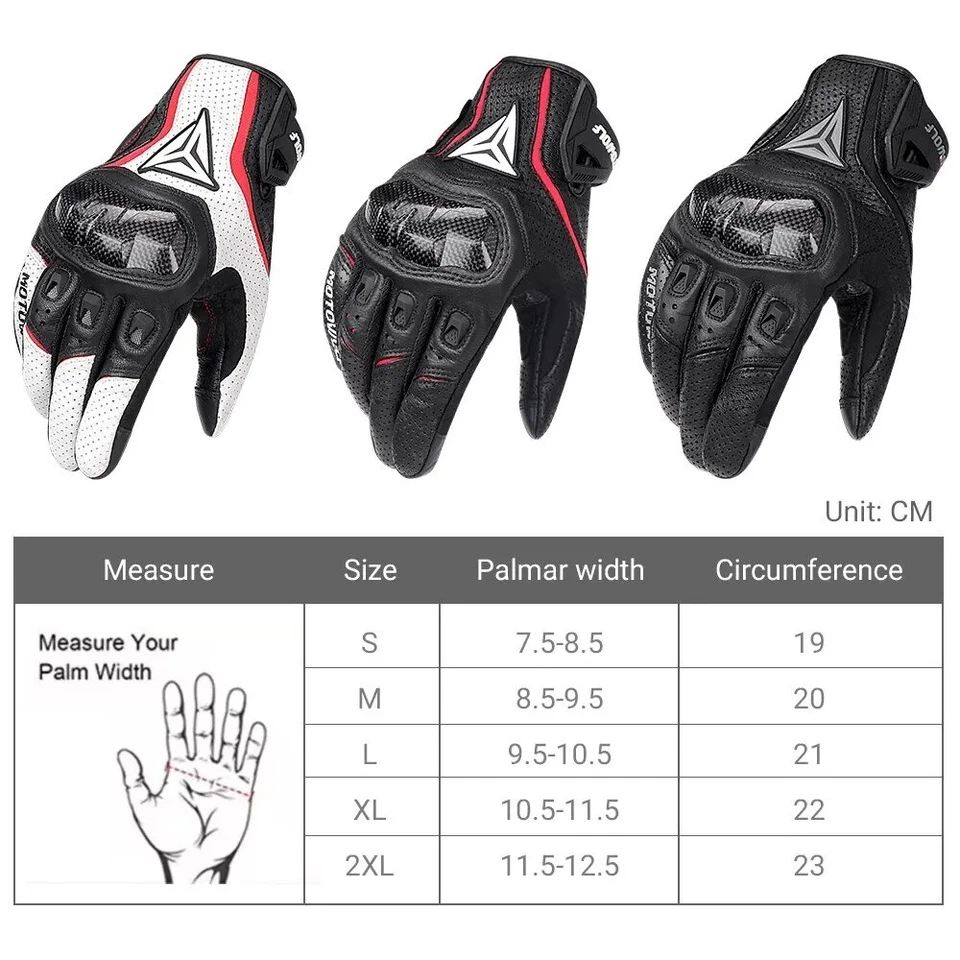 Gants Moto racing d'été respirant en cuir de protection vélo motocross scooter - Photo 3/4
