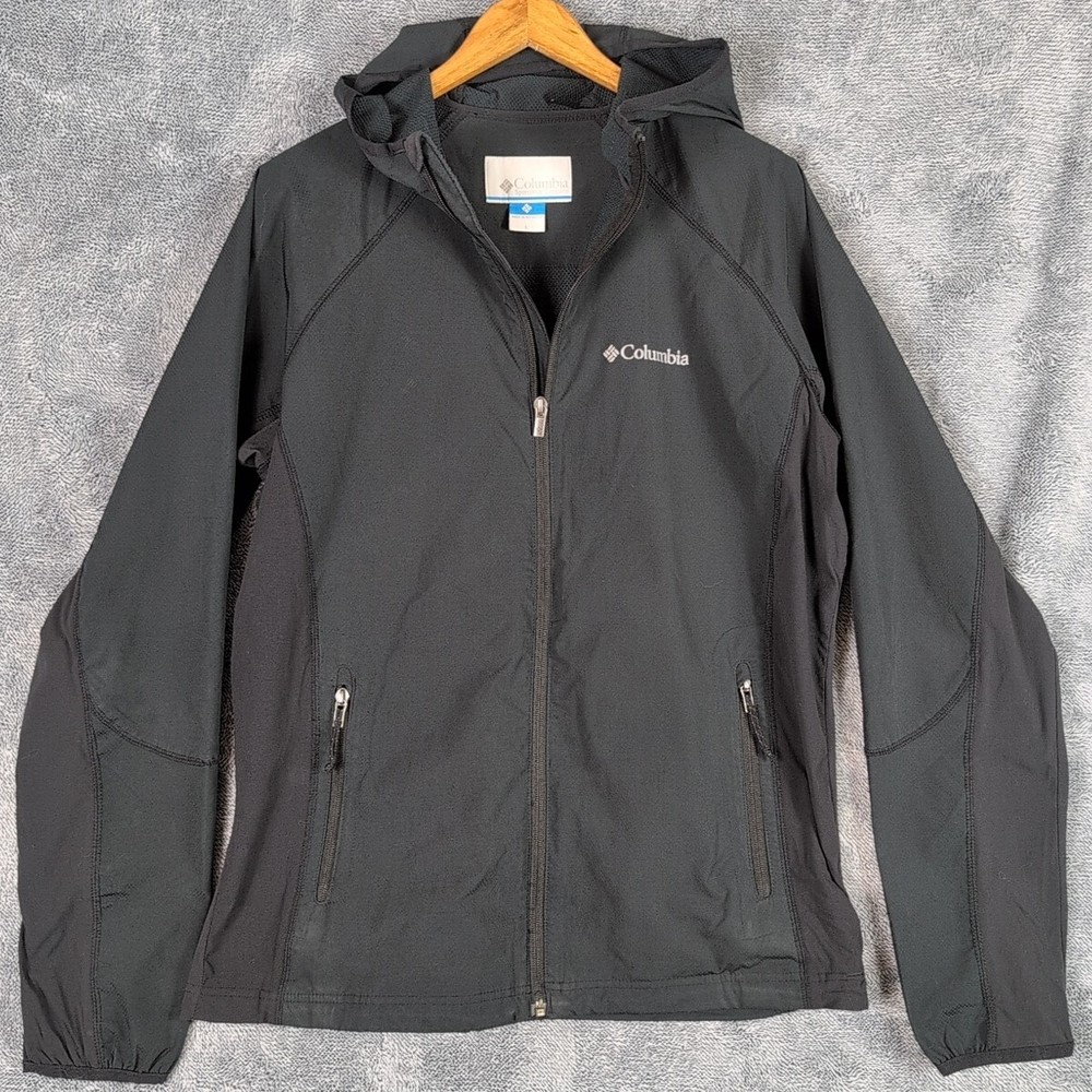 Columbia Men’s Omni-Shield Black Jacket Coat Large, Lined Zip-Up with Collar
