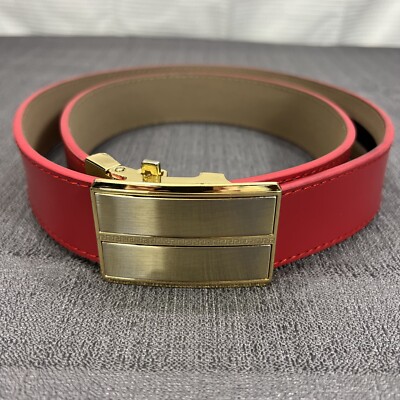 Vera Pelle Red Genuine Leather Italian Belt Design Belt  display picture 2