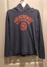 Girls Abercrombie  Fitch Kids Lightweight Blue Logo Hoodie- Size 15/16