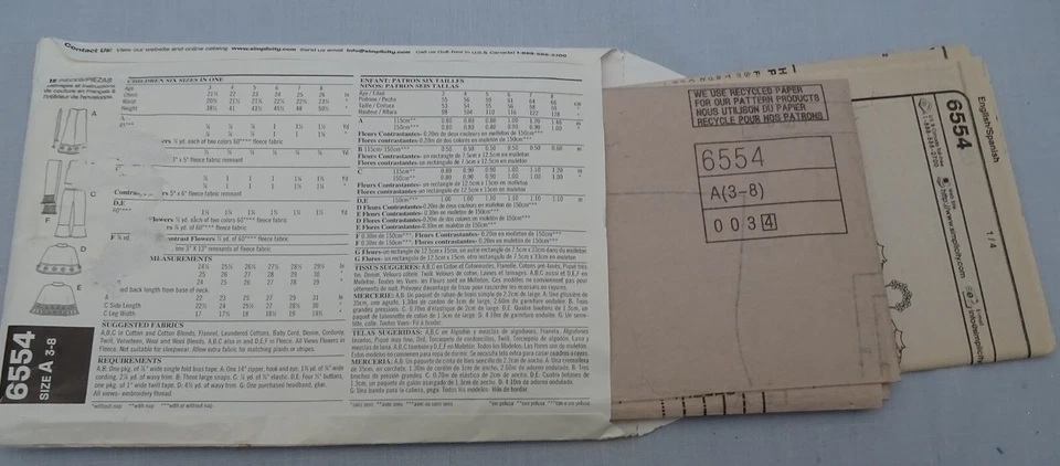 NEW LOOK KIDS Sewing Pattern 6554 Size 3 4 5 6 7 8 Dress Poncho Top Pants Scarf - Image 2 of 3