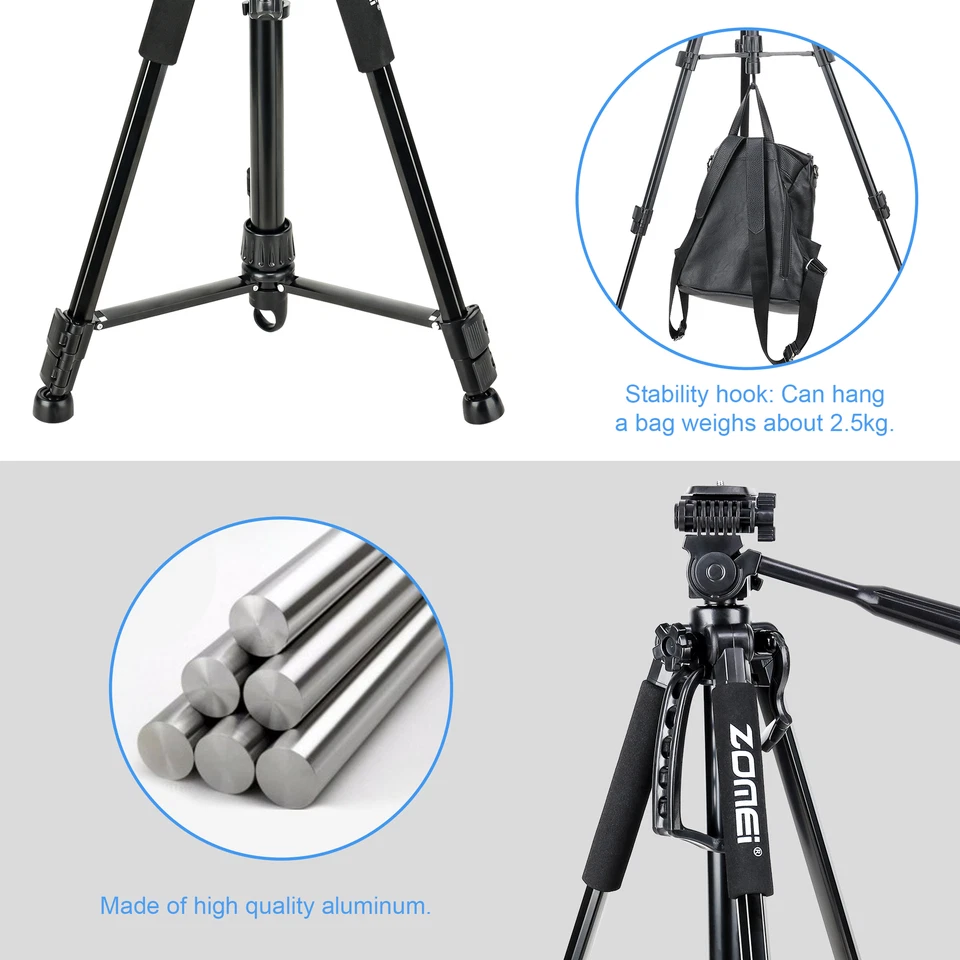 Zomei Q1200 Professional Tripod Travel Monopod Adjustable Stand F DSLR Camera UK - Image 3 of 4