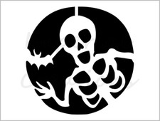 Skeleton Bat Stencil Halloween Pumpkin Carving 8.5" x 11" Reusable Sheet S779
