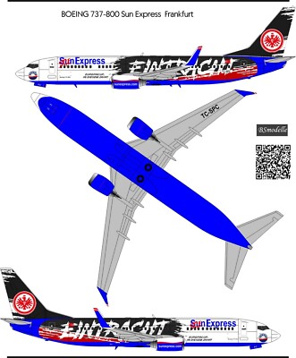 BSmodelle Boeing 737 Sun Express Eintracht Frankfurt  decal 1144 