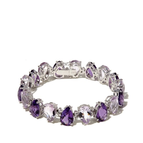 Rarities Sterling Silver 42CTW Real Pink & Purple Amethyst Designer Bracelet - Picture 2 of 4