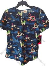  Scrubstar Women's Halloween Creatures V-Neck Print Scrub Top Sz S/CH