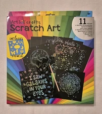 Art 101 Crafts 11 Pieces Scratch Art Kit with Stencil - New in Box