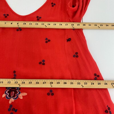 Free People Oxford Embroidered Floral Shift Mini Dress Red Combo Small |  eBay