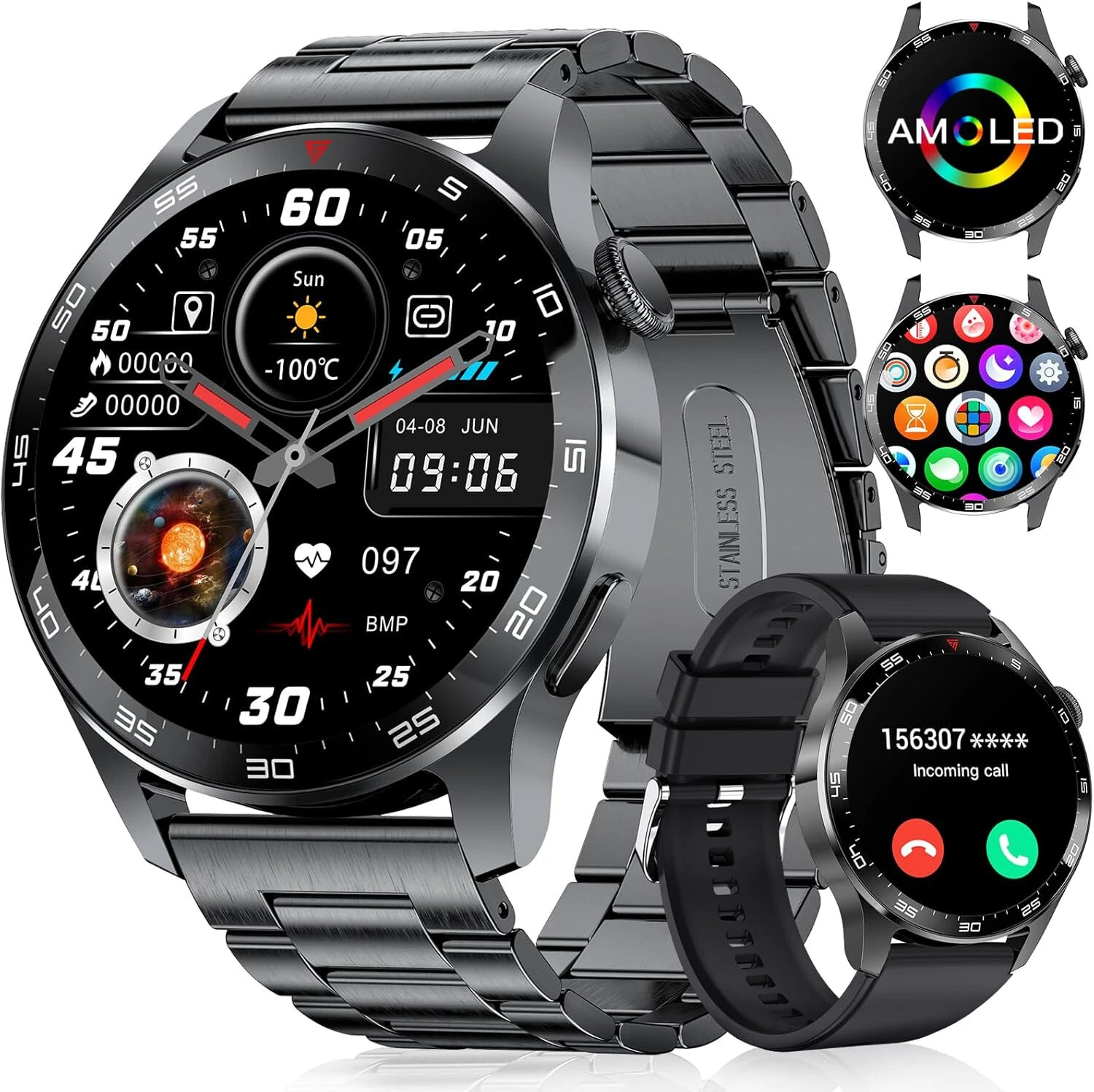 Smart Watch Men with Phone Function Sport Modes Waterproof Sleep Tracker Counter