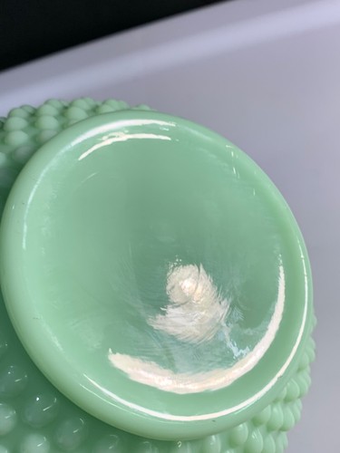 MOSSER FENTON HOBNAIL JADEITE GREEN RARE VASE PETAL RUFFLED 7.5"T x 7"W - Picture 7 of 7