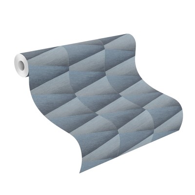 Rasch | Composition | 554656 | Vliestapete | 3D Optik | 0.53 x 10.05 m | Blau