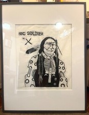 T.C. CANNON 'Big Soldier' AP Musume Framed Signed Hung in Smithsonian & Peabody