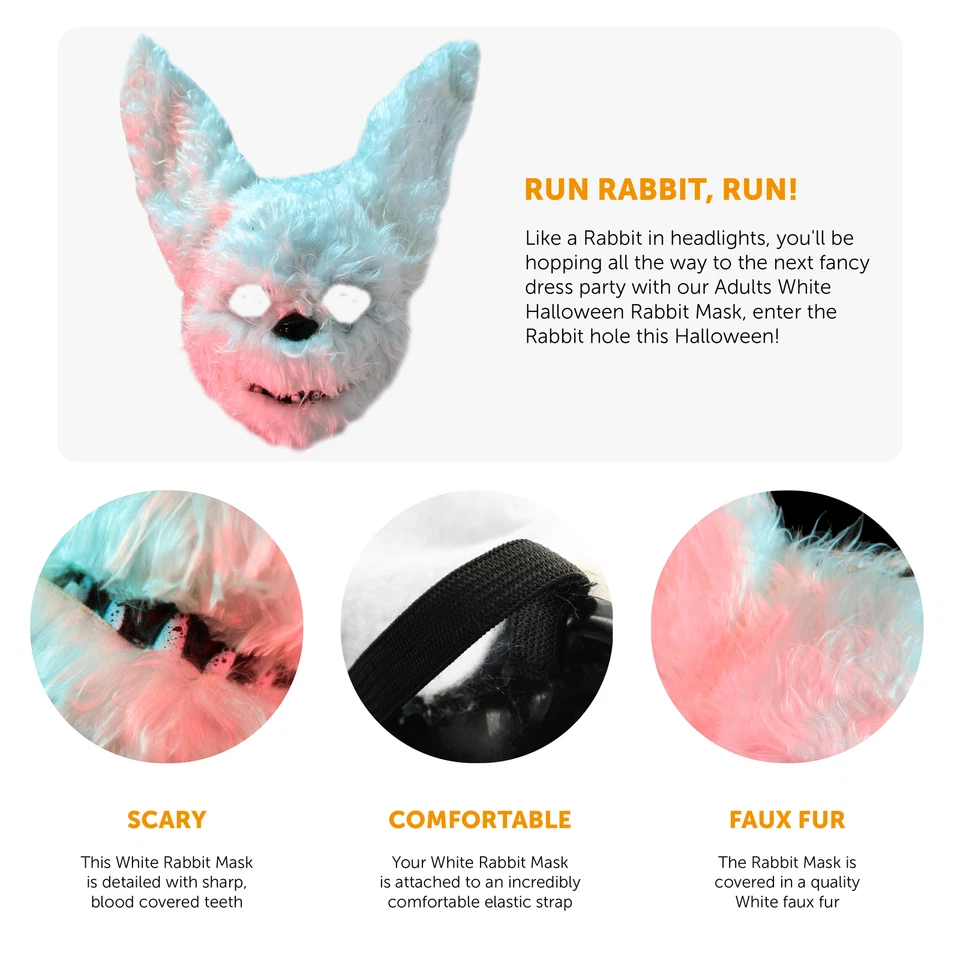 KILLER HASE HASE MASKE HORROR GRUSEL TIER HALLOWEEN KOSTÜM - Bild 3 von 4