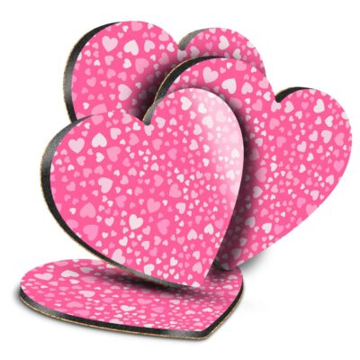 4x Herz MDF Untersetzer - Rosa Liebe Herz Druck Muster #46080