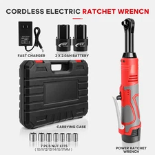 3/8" Extended Cordless Ratchet Wrench 45 ft-lbs 400RPM 2 Battery & 7 Sockets