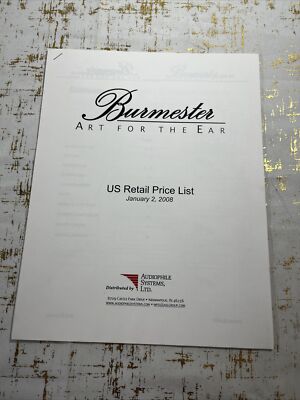 BURMESTER ART FOR THE EAR US RETAIL PRICE LIST  08 AUDIOPHILE BROCHURE MANUAL AD